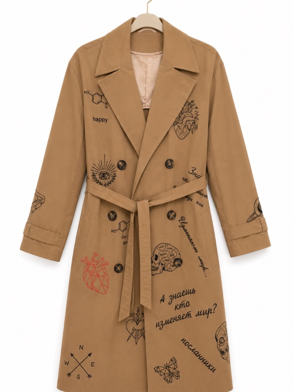 One-of-a-Kind Wearable Art Trench Coat | Hand-Embroidered Luxury Piece